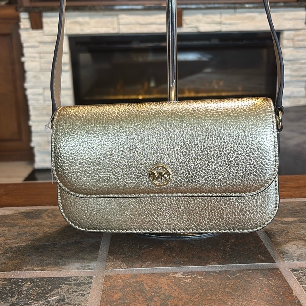 Michael Kors Jet Set Travel Small Metallic Leather Crossbody